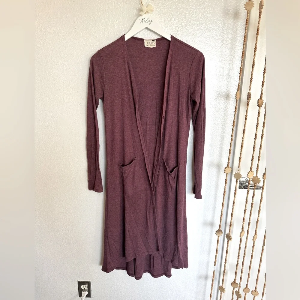 Pacsun/LA Hearts Mauve Long/Maxi Duster Cardigan - Picture 1 of 3